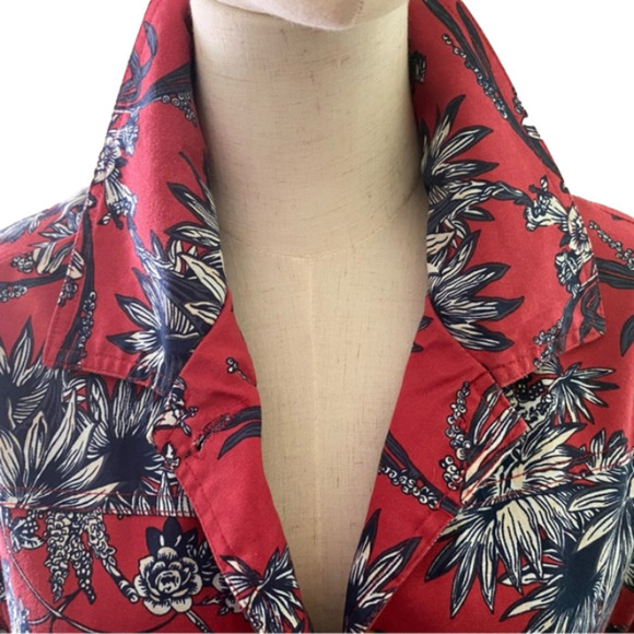 APPLESEEDS ROSE & NAVY FLORAL WESTERN STYLE JACKET W BUTTON FRONT & CUFF EUC L - Picture 3 of 9